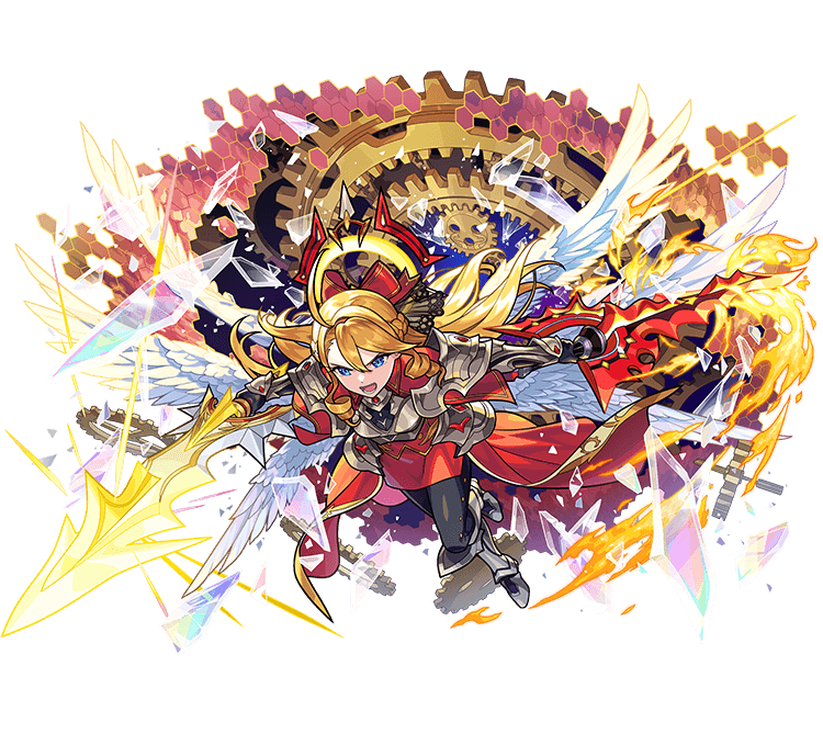 Transforming Divine Flame Uriel &mdash; official Monster Strike illustration